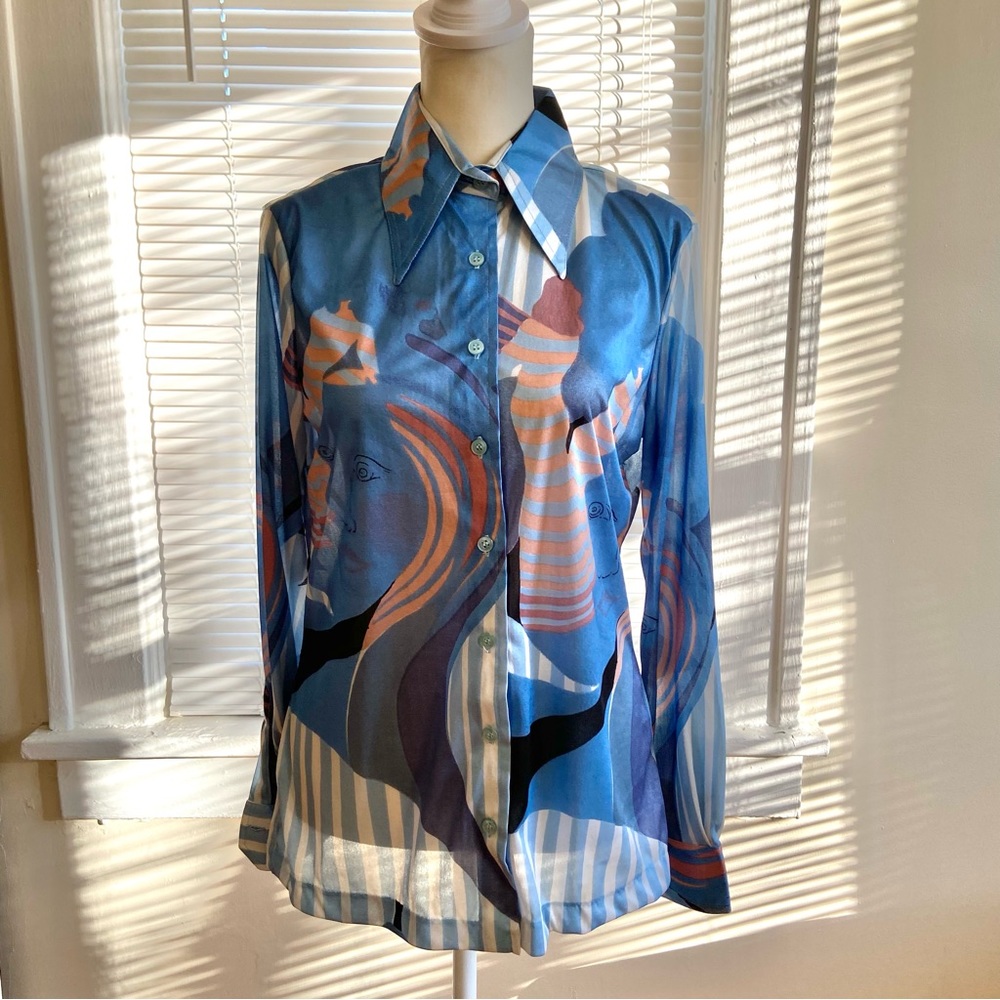 Vintage Limerix Woman Face Button Up Blouse | 70’s Collar | Original Tag |